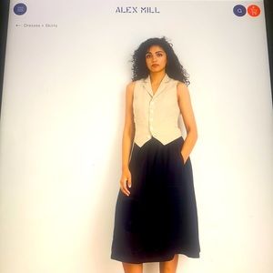 Alex Mill standard skirt in Linen dark navy small